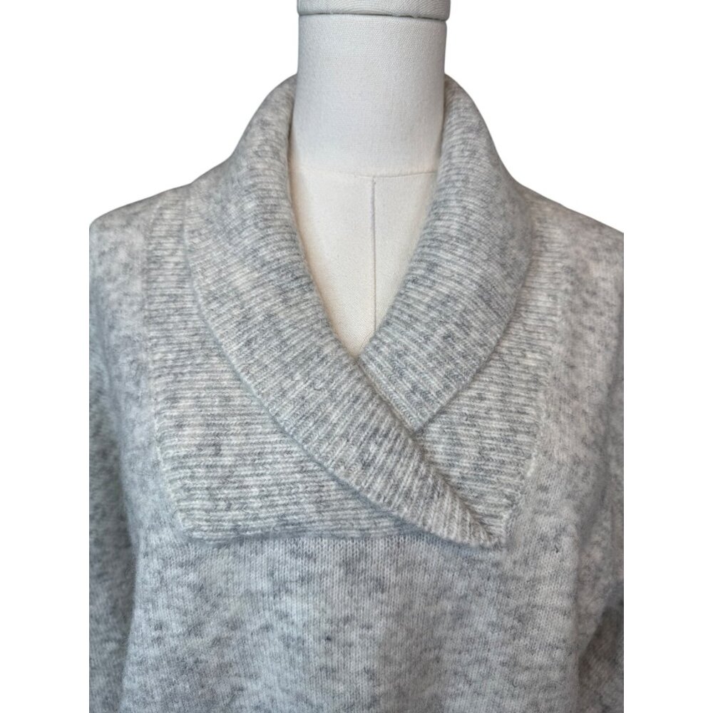 2/$30 Madewell Vinson Shawl-Collar L Pullover Sweater Heathered Stonewall Gray - Picture 4 of 14